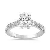 LADIES RING 2.50CT ROUND/BAGUETTE/OVAL DIAMOND 14K WHITE GOLD (CENTER STONE OVAL DIAMOND 2.00CT)